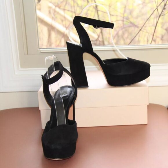 ❤️ $695 Alexandre Birman Vita Platform Suede Ankle Strap Pump; 39.5 - Picture 5 of 10